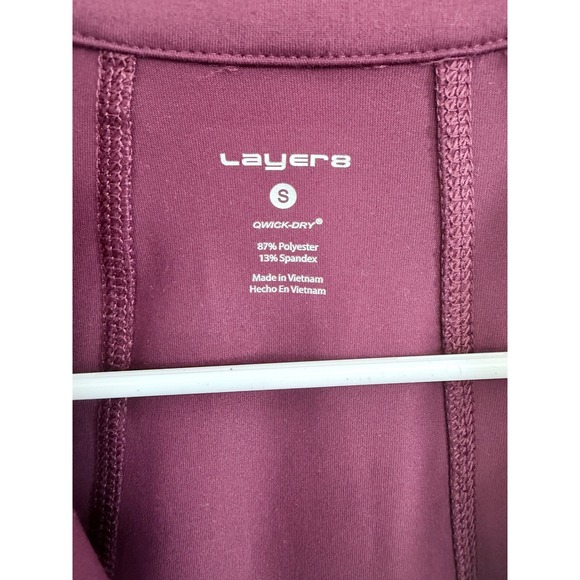 Layers Qwick Dry Zip Up Jacket Women Size S Burgundy ActivewearAthleisure - Picture 2 of 5